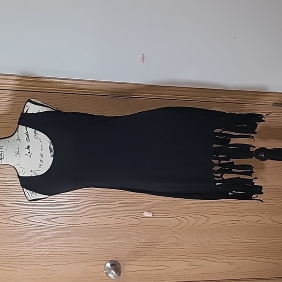 Boho hippie fringe racerback sharkbite hem dress or swimsuit cover-up - Picture 1 of 3